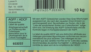 Etichetta adesiva di colore verde per miscele triennali (Sementi UFA) | © AGFF